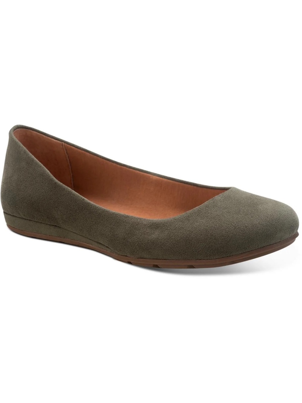 Sun + Stone Olive Green Suede Ballet Flats